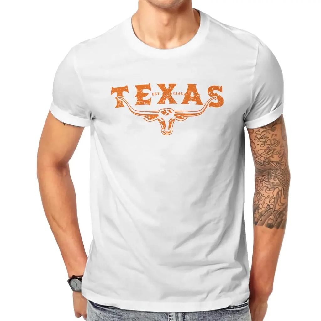 2024  Unique Texas_Longhorn_Bull_Vintage_Distressed_Icon_Texan_Pride T-Shirts Men Short Sleeve Tee Shirt New Arrival Tops