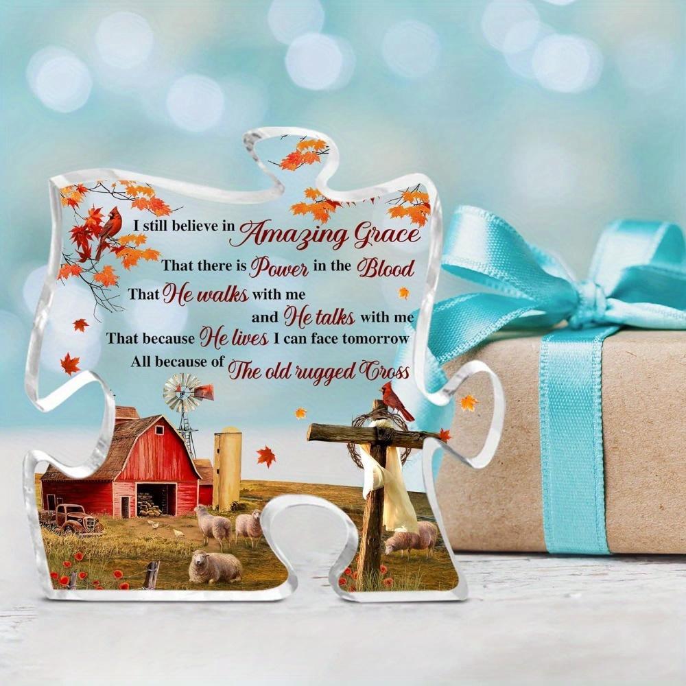 Christian gift: Prayer, religious gift for Mother's Day/Father's Day. Tabletop puzzle shape acrylic decoration.