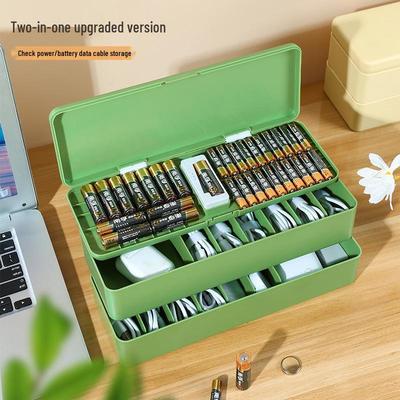 Battery Organizer and Data Cable Transparent Storage Box - Large Capacity, Multi-Layer, Dustproof, Size 5-7 for Electrical Appliances
