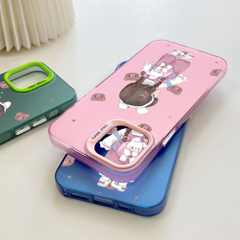 Custodia per telefono anti-caduta antiurto con guscio rigido a doppia faccia colorato con motivo dipinto per Huawei Honor Infinix Tecno iPhone