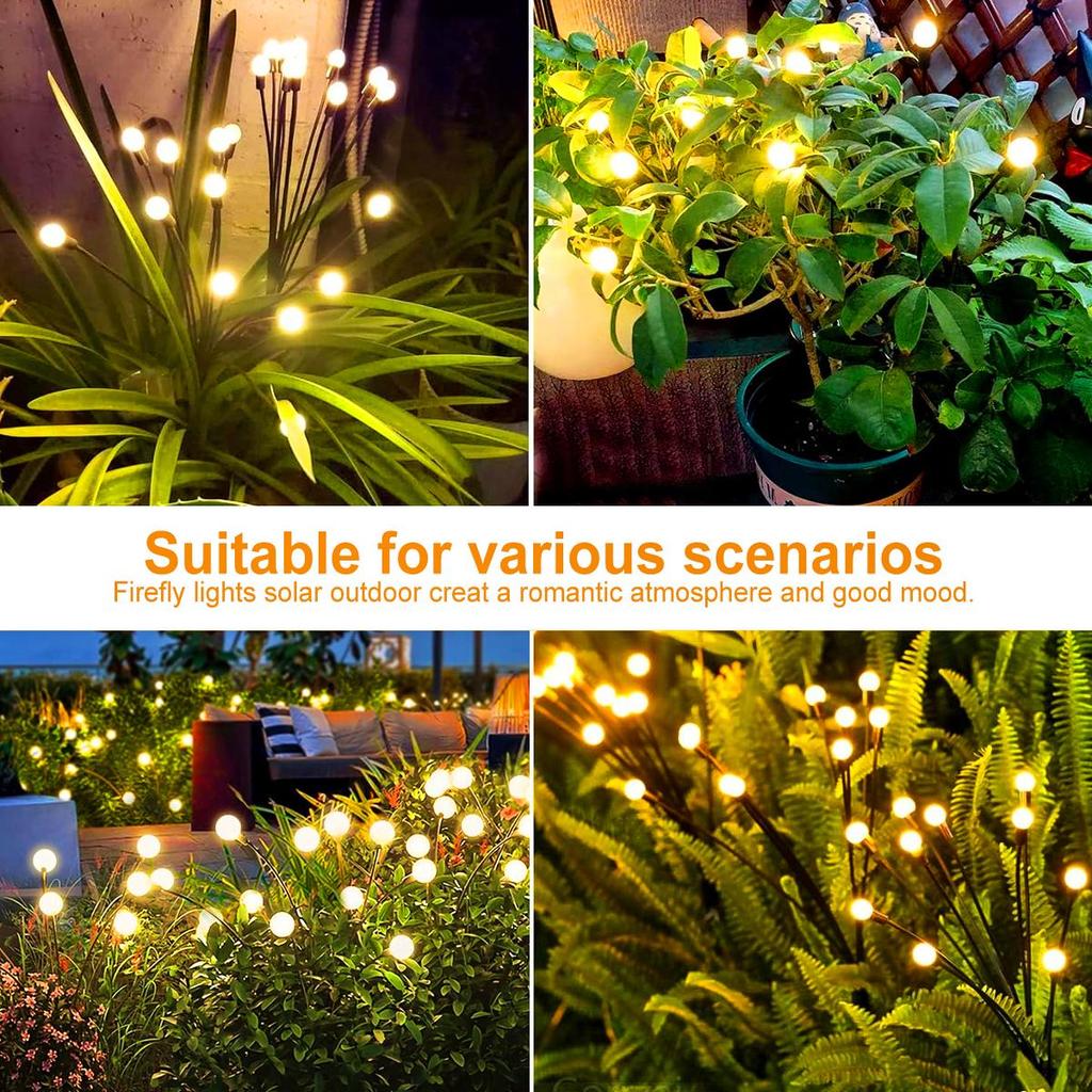 6/9/12LED Solar Garden Lights Swinging Firefly Outdoor Waterproof Landscape Lights Garden Courtyard Lawn Decoration