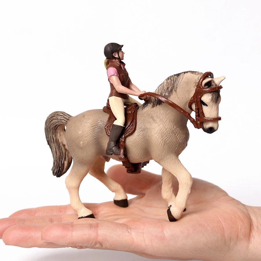 Toy Horses Equestrian Rider Horse Playset Farm Animals Action Figure Animal Figurines Plastic Models Children Toys Kids Gifts