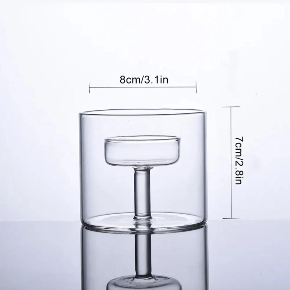 

1Pcs Glass Holder Cylinder Cup Transparent Tea Light Candlestick for Table Centerpieces Wedding Party Dining Room Decorations