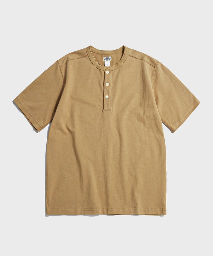 Beulonseun 10.6 Oz Cotton Short Sleeve Henley Tee Camel