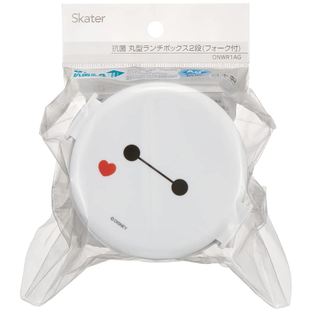 Skater Bento 500ml Rice Ball Made In Baymax Box, Capacity, Two-Tier, Round, Case, Antibacterial, Japan, ONWR1AG-A