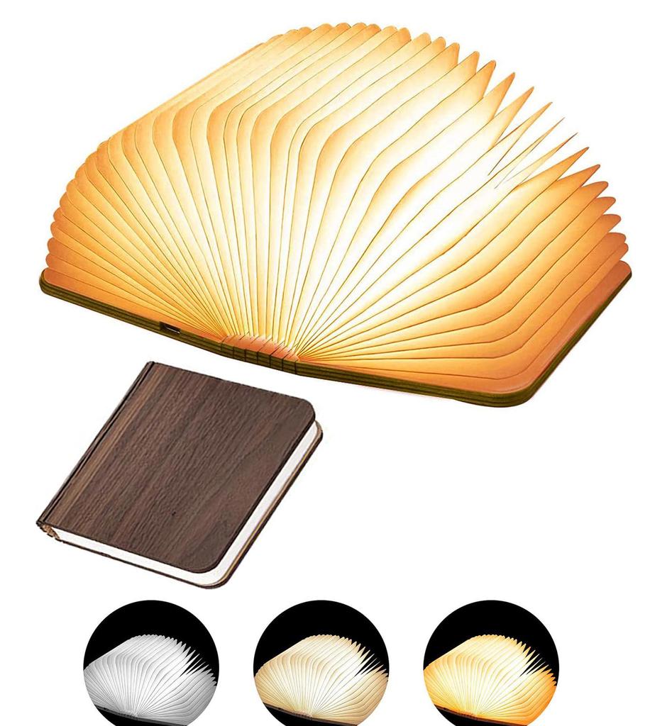 Foldable USB-Charged LED Wooden Book Lamp - Perfect Holiday Corporate Gift