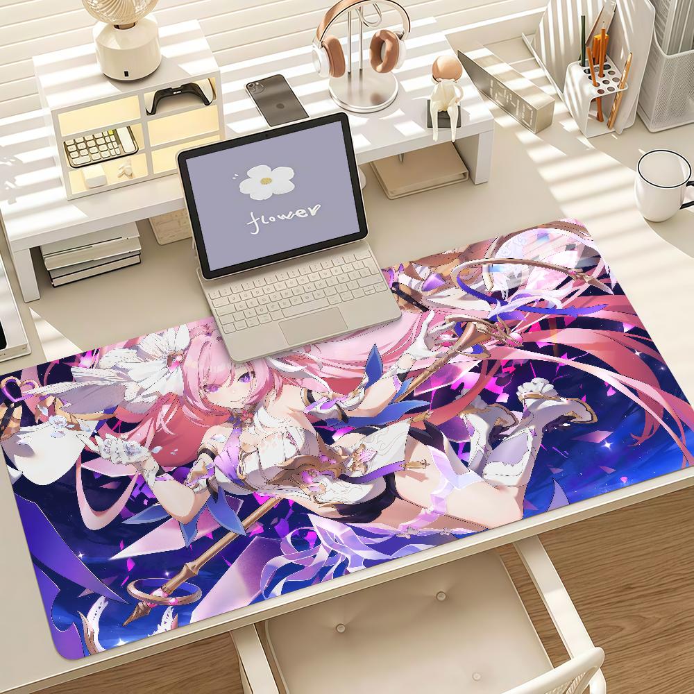 Game Genshin Impact Elysia Mouse Pad Anti Slip Rubber Edge Locked Thickened Laptop Gaming Desk Mat