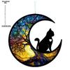 Cat Moon Tree of Life Theme Sun Catcher Acrylic Hang Sign, Nurseries, Vintage Home Decor Wall for Bar Kitchen, Restaurant Shop Wall Decor, Gar