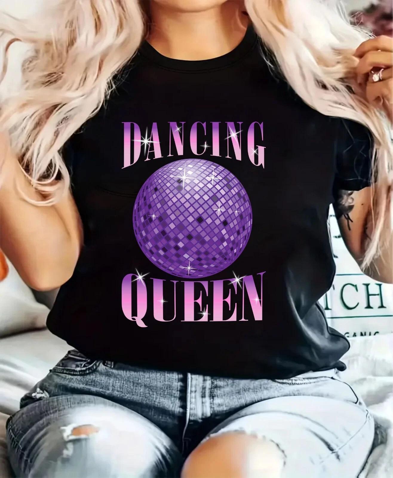 Dancing Queen 100% Хлопок Футболка Мужские Футболки Топ 70-х Костюм Ретро Диско 80-х Стиль Унисекс Вечеринка Футболка Топ 3XL