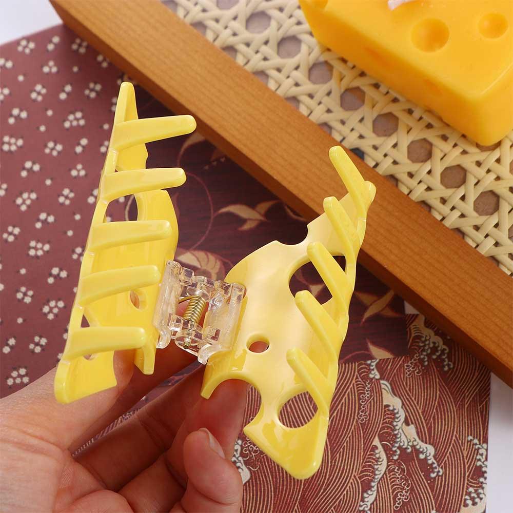 Hollow Hair Clip Y2k Shark Clip Creative Cheese Acetate Hair Claw  Lady/Girls