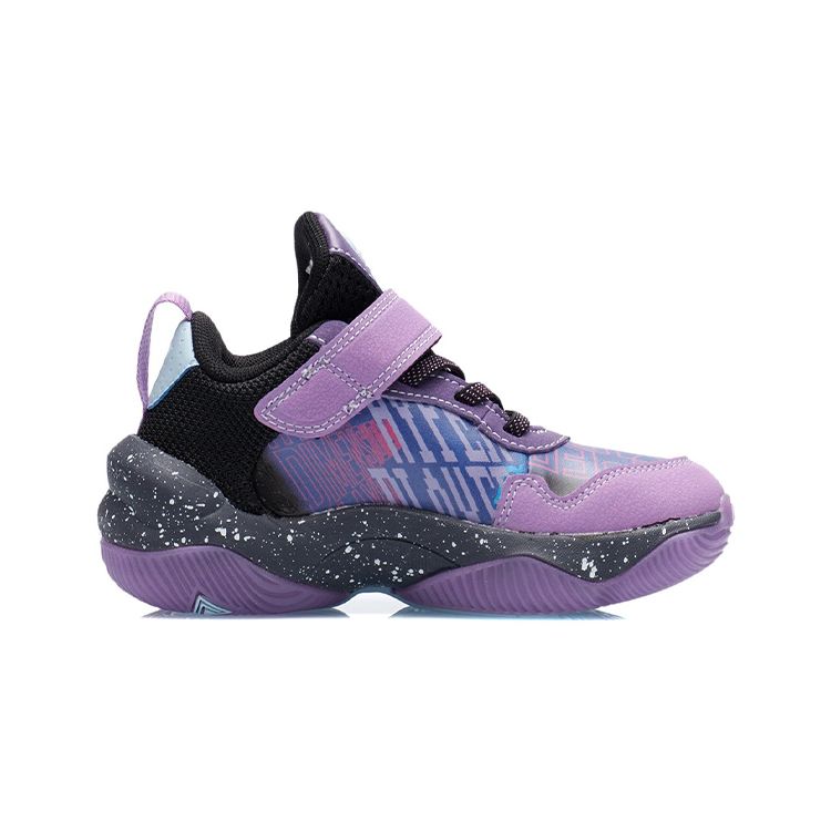 Li Ning Pioneer Team Velcro Rebound Shock Absorption Breathable Wear-Resistant Non-Slip Mid-Top Basketball Shoes Kids basketball shoes YKNR084-11