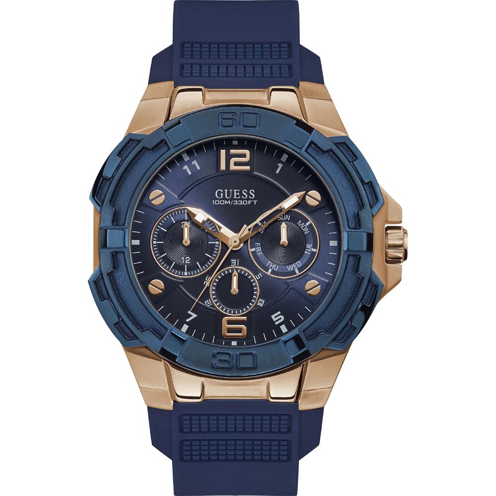 GUESS Genesis Blue Stainless Steel Silicone Men s Quartz W1254G3 синий