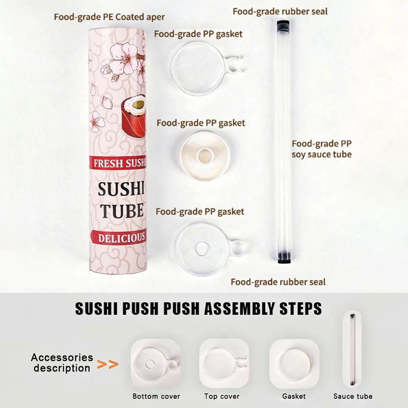 Food Safe Sushi Push Paper Tube With Adorable Japanese Prints And Easy Operation Perfect For Home Kitchen Sushi Making Lovers