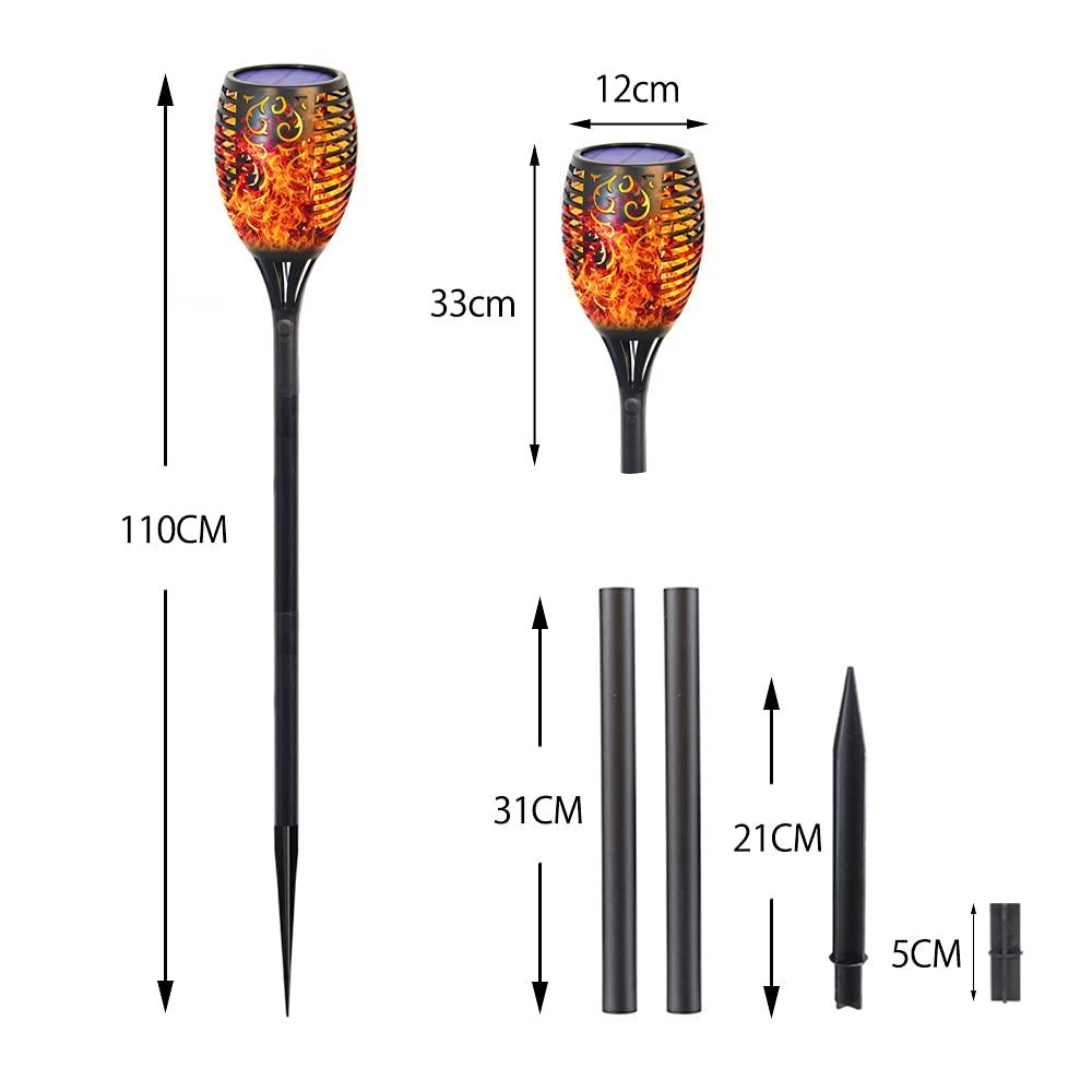 GLOWDAWN Solar Außenflamme Solarfackel 96 IP65 Automatischer Garten LED Einfach zu Garten des Lichts, Licht, Licht, Eingebaute Glühbirnen, Wasserdicht, Ein/Aus-Licht,