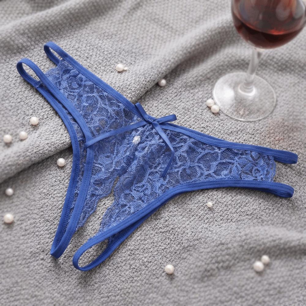 Low-waist Lace Seamless Panties Open Crotch Women's Thong Breathable Mesh Lace Briefs  Female