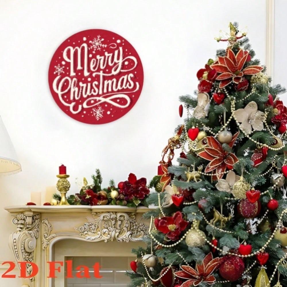 Heavy Duty Vintage Iron Wall Art Merry Christmas Round Metal Sign Snowflake Design Indoor Outdoor Holiday Decoration Home Office Decor