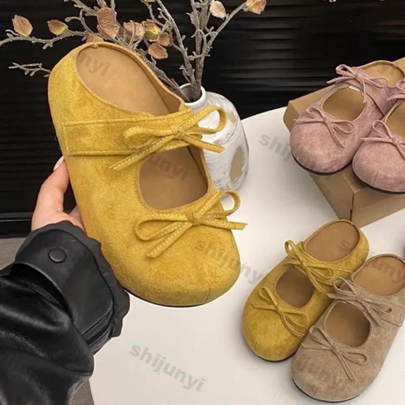 Fashion Women Summer Shoes 2025 Summer New Round Toe Vintage Non Slip Height Increase Slippers Fashion Bow-knot Outdoor Baotou Sandals