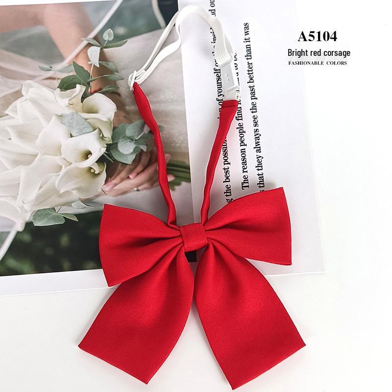 JK Collar Bow Tie for Women - Korean & Japanese Academic Style, Solid Color with Fine Stripes, Black & Wine Red