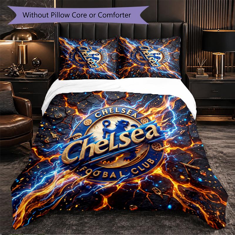 Set Biancheria da Letto Chelsea FC Modello 3 Pezzi Morbida Copripiumino in Microfibra con Federe per Camera da Letto