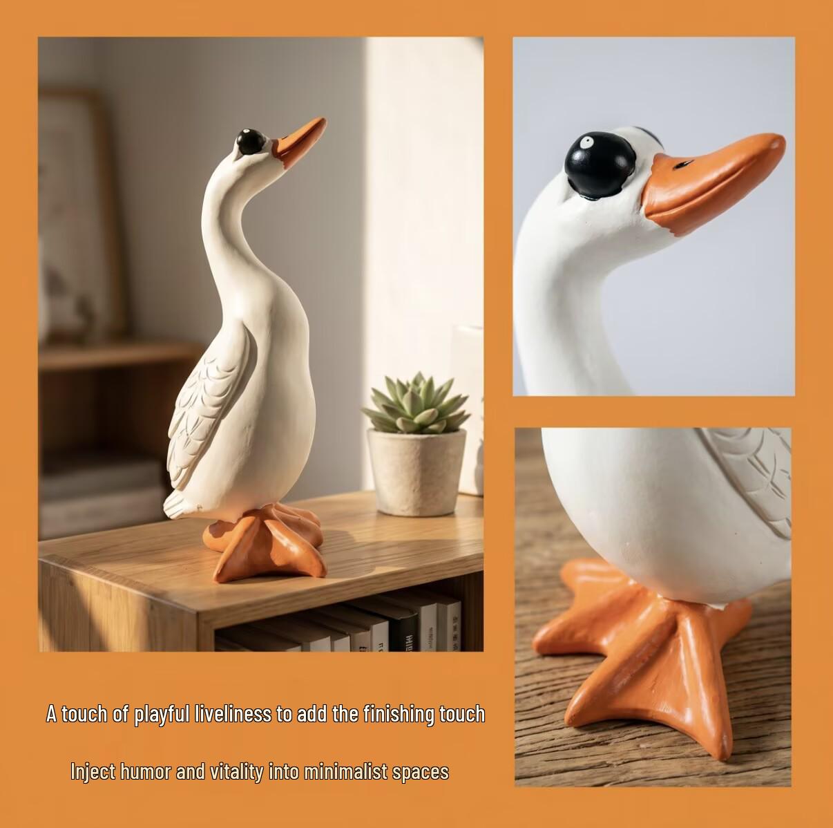 Garden Silly Big-Eyed White Goose Resin Ornament - Decorative Figurine for Home or Garden White Goose
