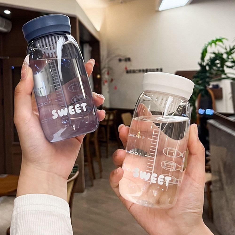 Gifts 300ml Summer Pocket Water Cap Transparent with Measuring Plastic Water Bottle with Tea Strainer Student Tea Cup