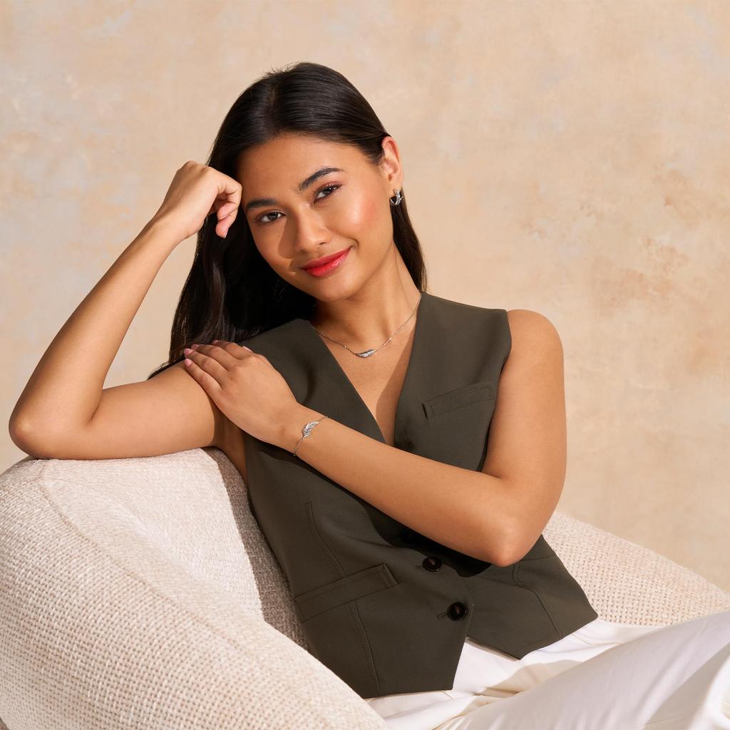 Olivia Burton Signature Feather Silver Authentic Imported Necklace, 24100212,