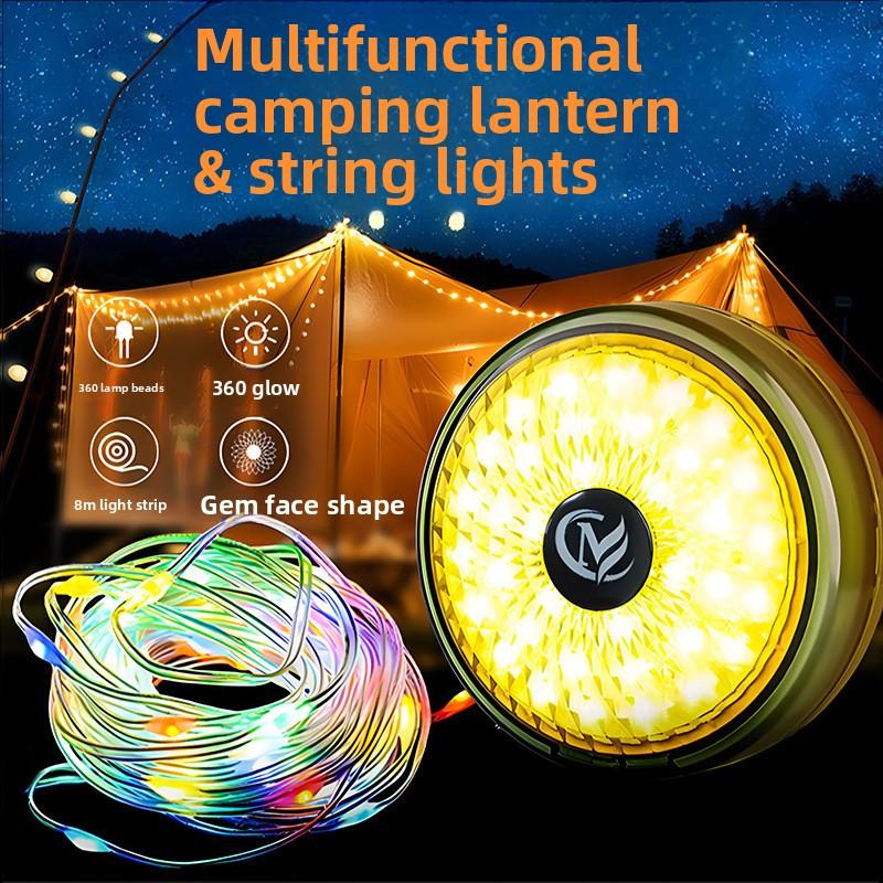 Outdoor Camping Light Rechargeable Outdoor Tent Colorful Atmosphere Light Rechargeable Super Long Lighting Light Storage Tape Measure Light