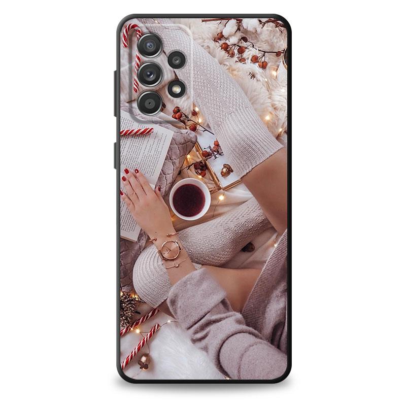 Merry Christma Winter Girl Black Shell Back Phone Case for Vivo S1 Y70 Y17 V21 Y53 V17 Y31 V20 Y11 Y72 5G Y19 Y15 Y81 Y20 Bag