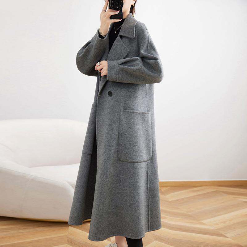 100% Wool Women Coat Autumn Wool Long Coat Handmade Pea Coat Winter Warm Wool Long Jacket Overcoat