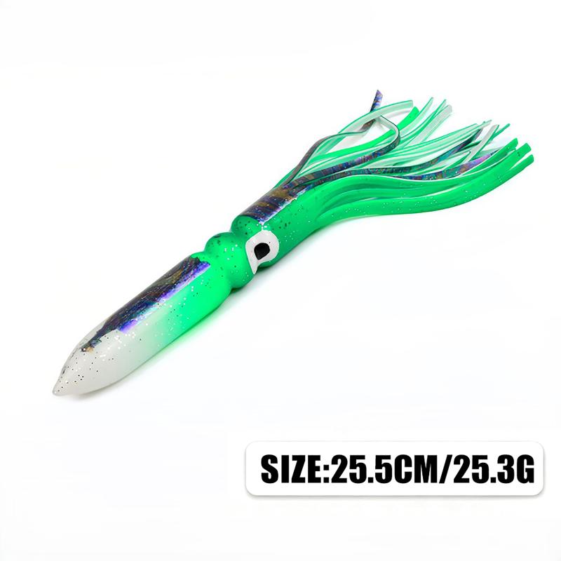 Calamar Blando Luminoso Grande de 17,5 cm-41 cm para Pesca en el Mar Falda de Calamar Pulpo Pesca de Arrastre Señuelos para Atún Aparejos de Pesca en Agua Salada