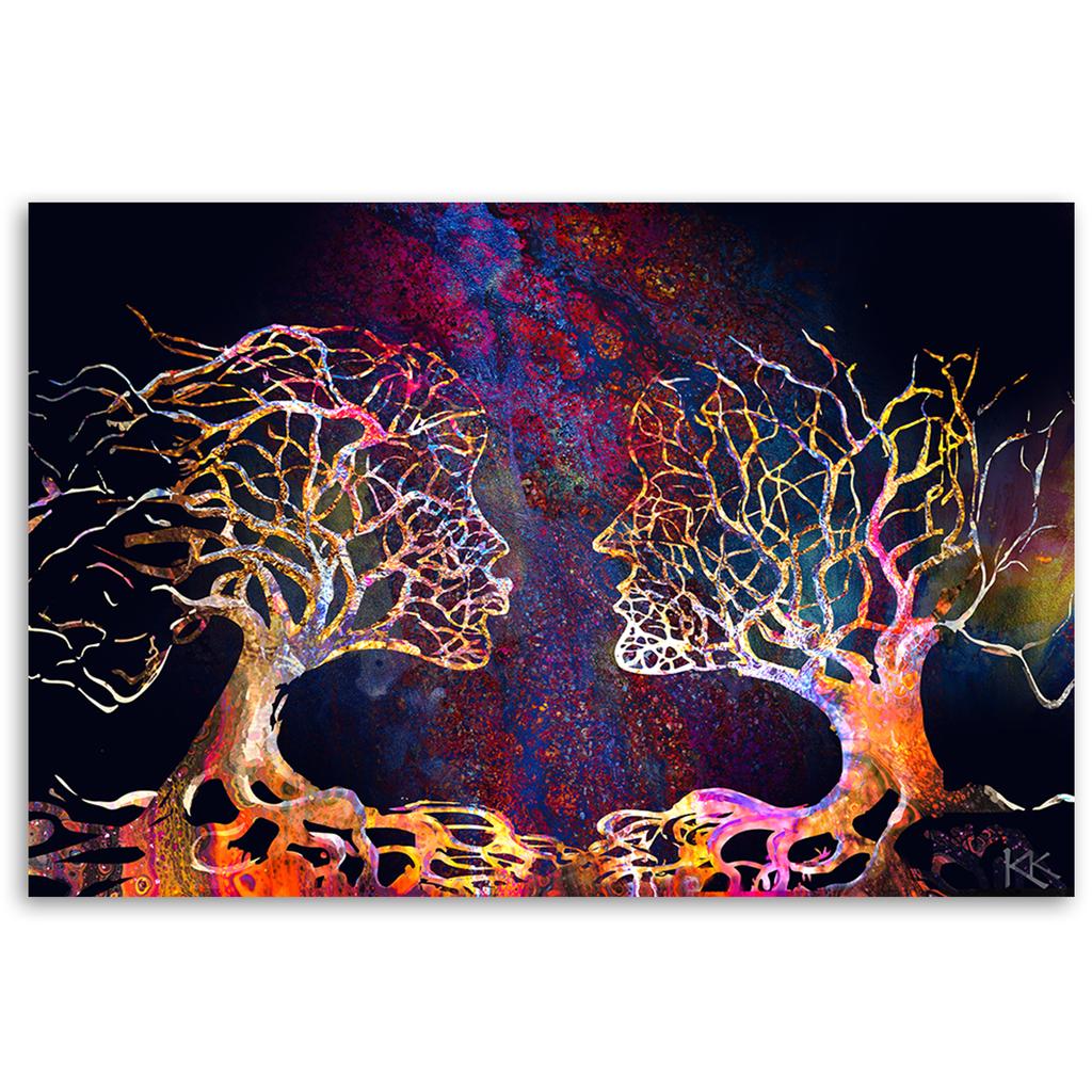 Canvas Print, Pair of Trees Kissing Abstract
