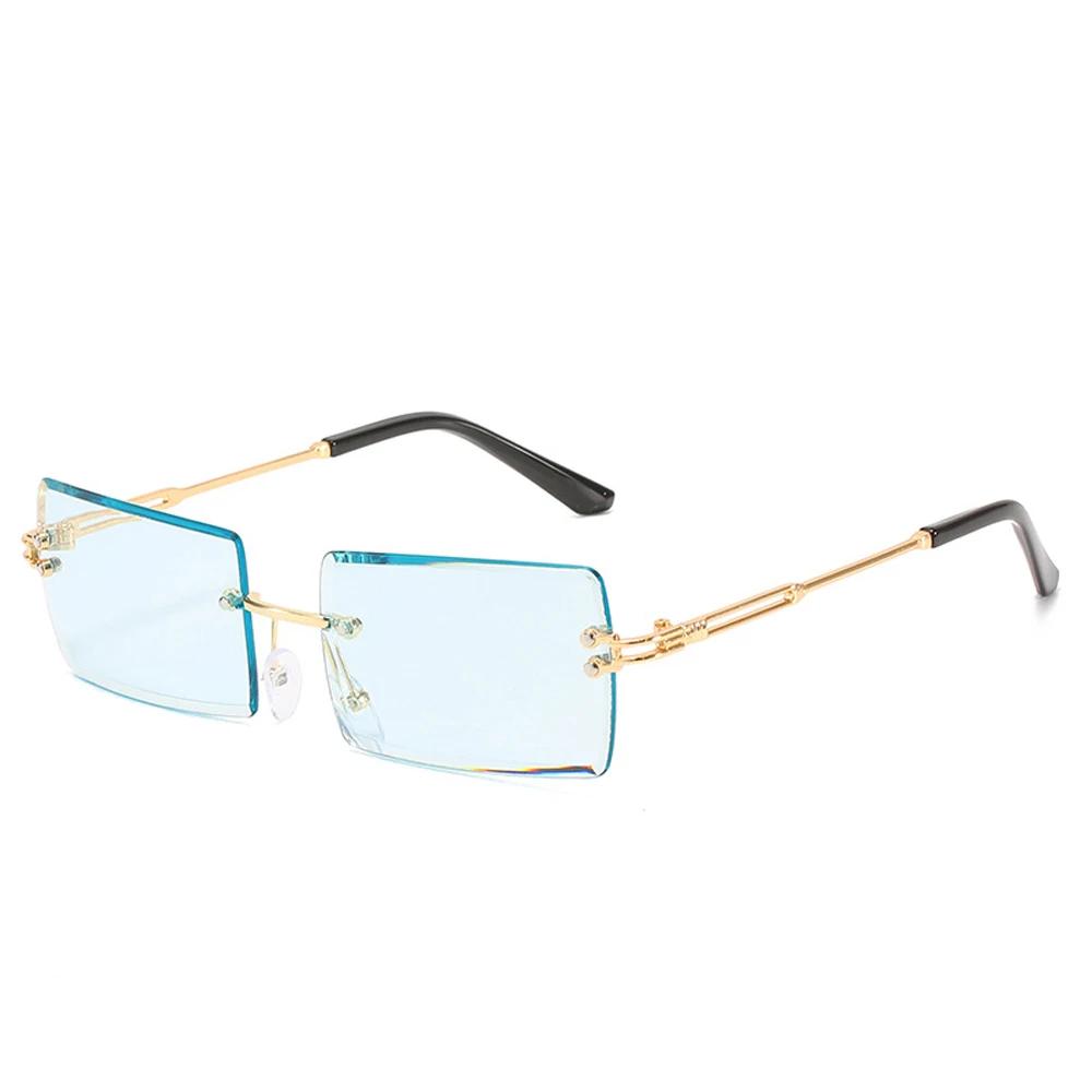 Rimless Rectangle Sun Glasses For Stylish Women And Men In Fashionable Brown Shades