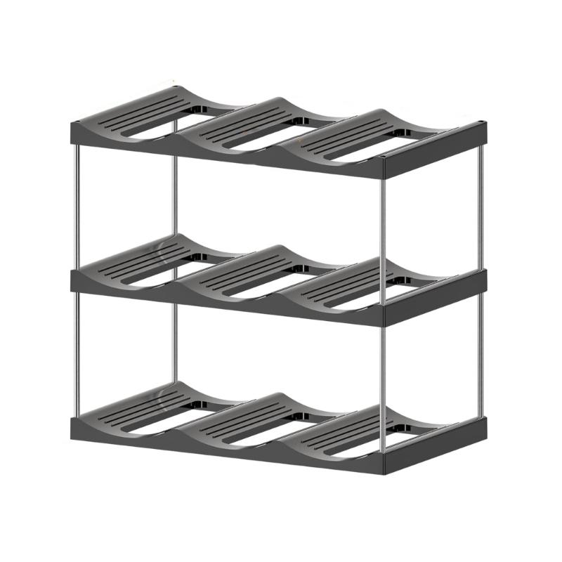 

Многослойная стойка для хранения бутылок с водой Stbale Kitchen Cabinet Органайзеры для бутылок с водой Штабелируемая пластиковая стойка для стаканов 2-tier чёрный