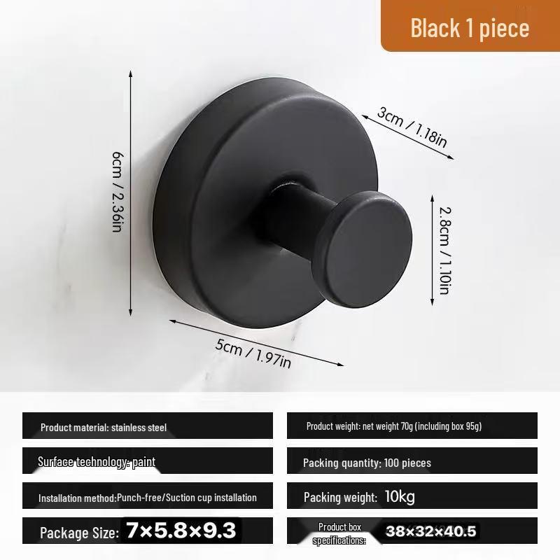 Saugnapfhaken aus Edelstahl – kein Bohren erforderlich, hohe Tragkraft für Mäntel, Hüte, Handtücher; Ideal für Badezimmer, Küche oder hinter Türen.