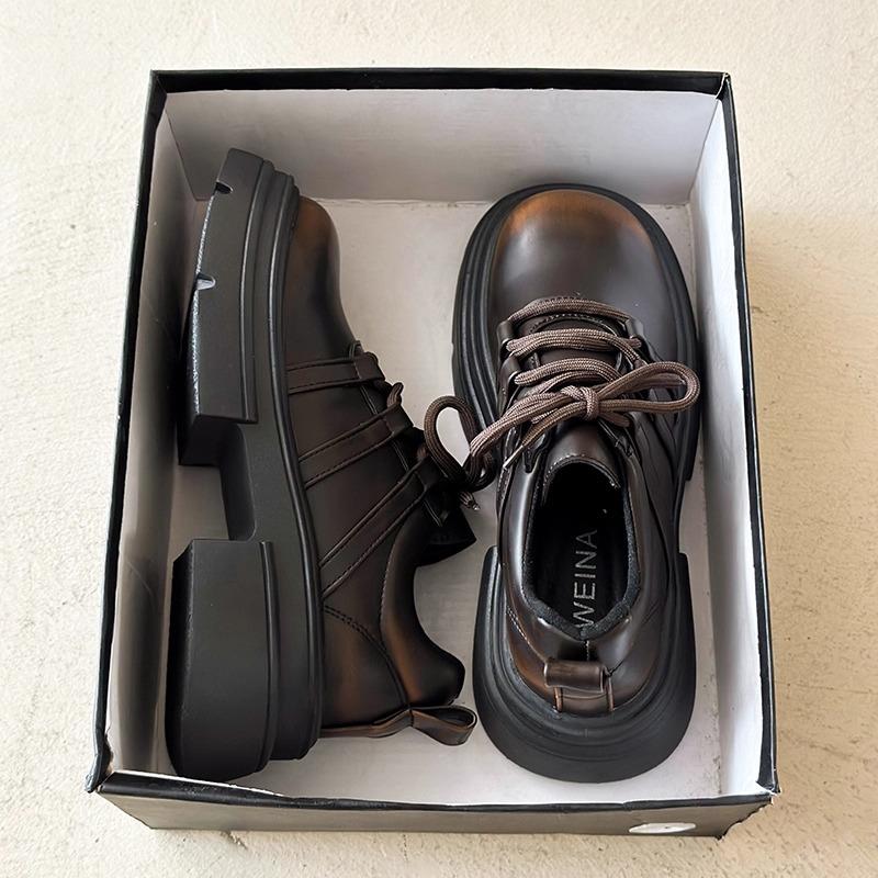 Fashion 2025 New Womens Loafers Shoes Platform Fashion Style Slip-on Spring Leather Retro Shoes Women Casual and Comfortable Shoes