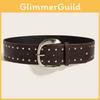 Leather Punkinspired Belt With Rivets And Silver Buckle For Casual Outfits