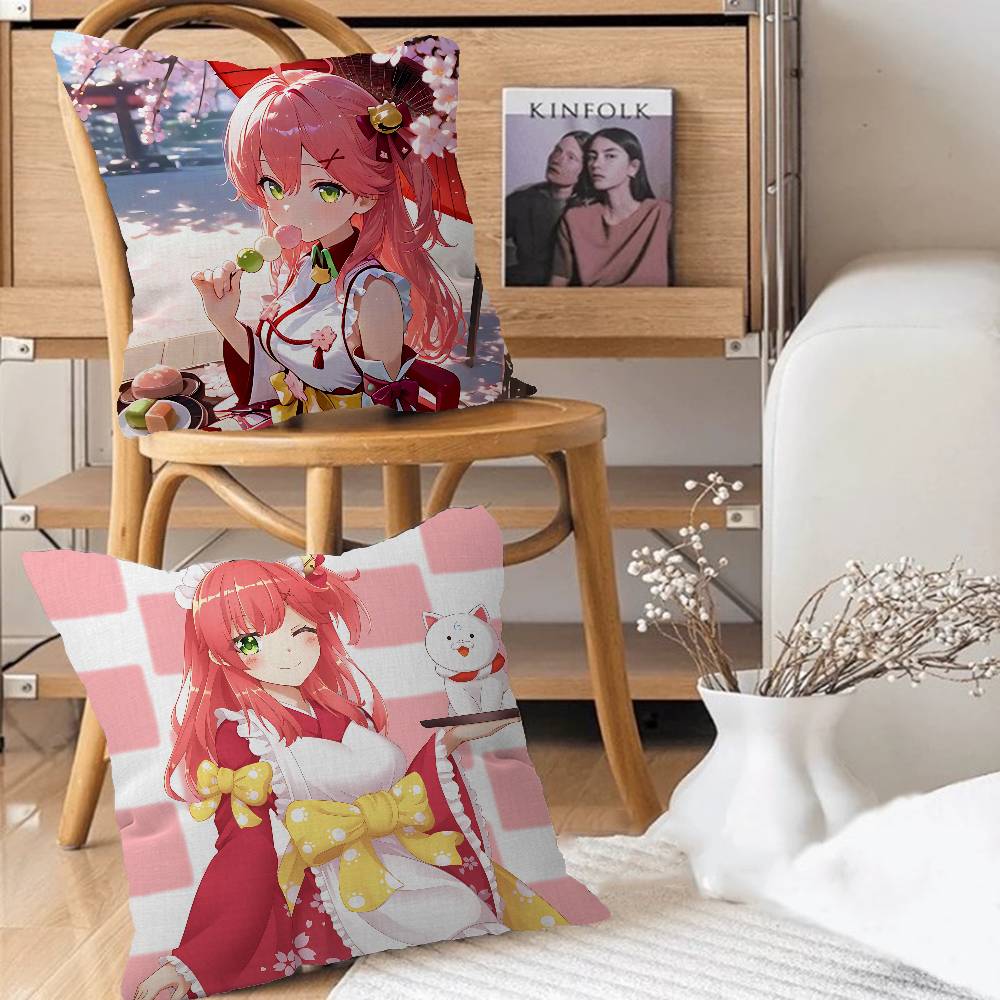 Anime Hololive SakuraA Pillow Case Removable Washable Cushion Cover – All-Season Soft Linen