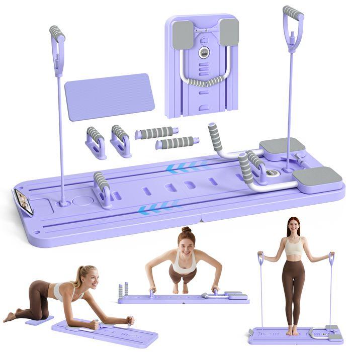 Pilates Reformer Machine for Home, Foldable Abdominal Reformer 4 in 1 Automatic Rebound Pilates Machine Equipment