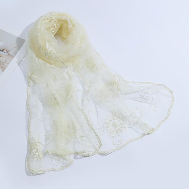 Lightweight Floral Embroidered Scarf Women - Soft Knitted Wrap Shawl UV Protection Stylish Accessory 2025