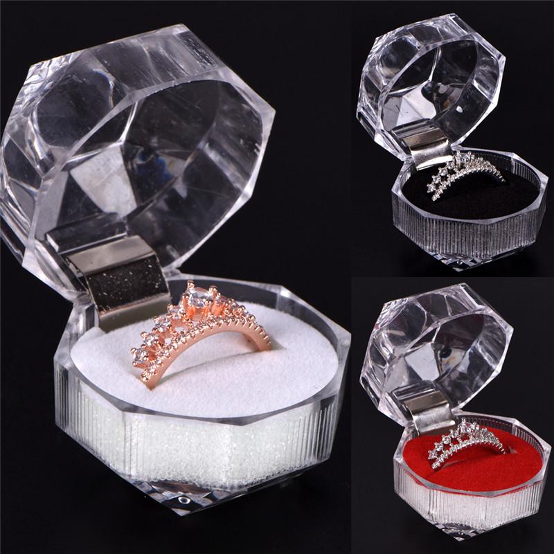 Clear Acrylic Jewelry Gift Box For Ring Holder Wedding Engagement Present