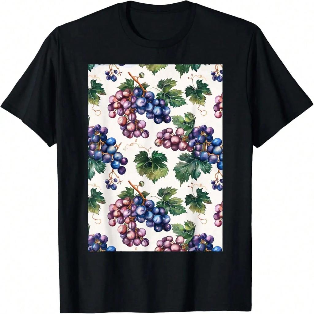 Vintage Grape Fruit Pattern Art T-Shirt