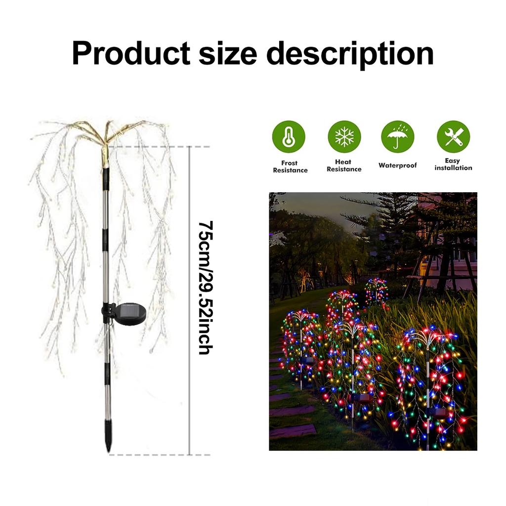 1 Pack Solar Firework Light Outdoor Waterproof Willow Tree Firework Lights LED Garden Decoration Lawn Holiday String Fairy Light