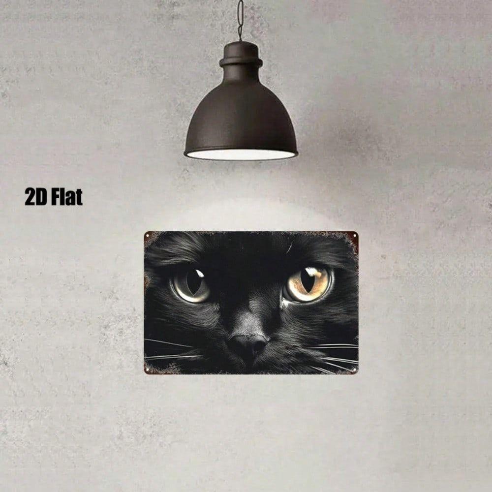 Black Cat Metal Wall Art Vintage Minimalist Decor