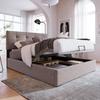 Hydraulic Upholstered Bed 90x200cm, Adjustable Headboard, with Slatted Frame Made of Metal Frame, Velvet, Modern Bed Frame with Storage, Light Grey
