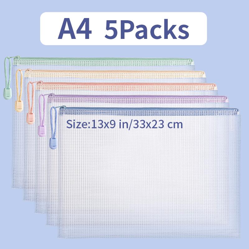 5/10/20/30PCS Mesh Zipper Bags Puzzle Bags With Zipper For Classrooms A4 A5 Chessboard Game Storage And School Office Supplies