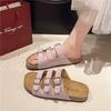 New Flat-bottomed Roman Style Slippers Women's Belt Buckle One Pedal Thick-soled Comfortable Outer Wear Home Cool Slippers Women