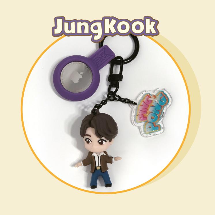 TinyTAN Dynamite AirTag Figur Silikon Schlüsselanhänger JungKook gray
