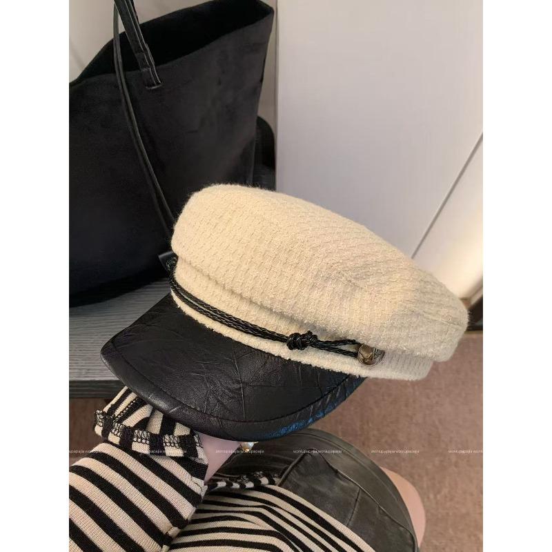 

Korean Retro Black Beret for Women in Autumn and Winter with Large Head Circumference Newsboy Hat Painter Hat for Women Showing A Small Face one size