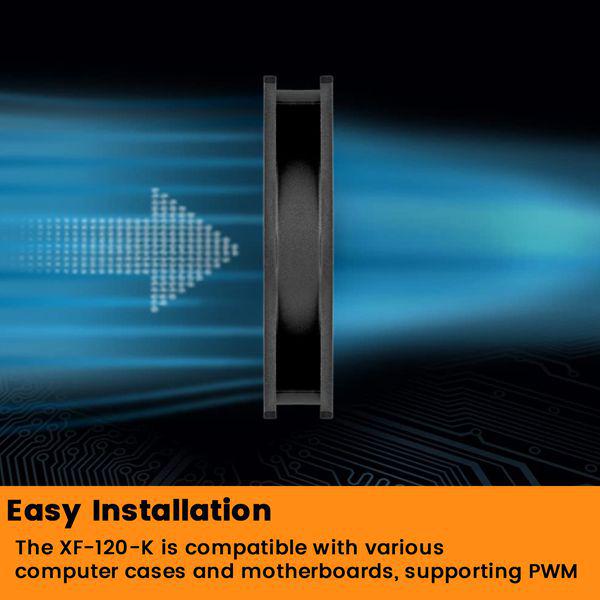 

ID-COOLING XF-120-K Gaming Fan, Black, ABS Material Other