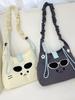 Korean Style Embroidered Cat Shoulder Bag With Nylon Material For Casual Daily Use